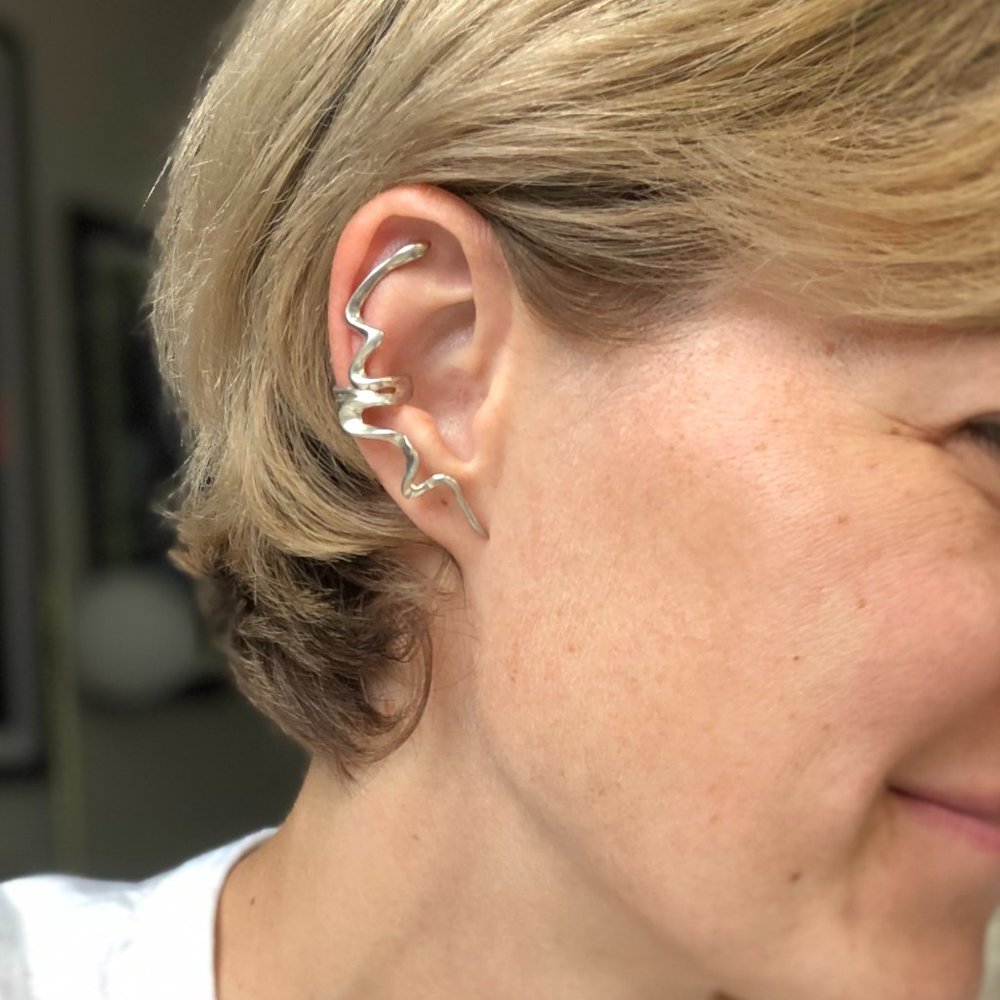 VINTAGE sterling silver snake ear cuff
